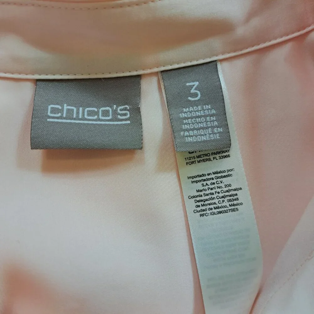 Chico's Peach Casual Button Up Shirt Size 3 - Picture 8 of 12